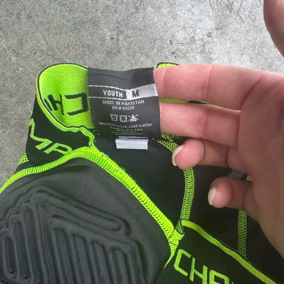 Champro Kids Padded Sports Shorts - Black and Green - Picture 2 of 3